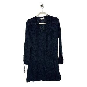 Fresh Produce Dress V Neck Size M Beach Cover Up Burnout USA Made Semi Sheer
